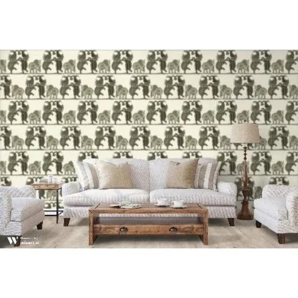 NEW Cole and Son Safari Dance Wallpaper Neutral Charcoal 109/8036 Elephants - Picture 3 of 10